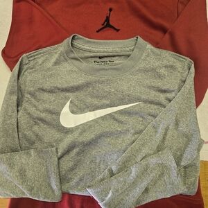 Kids M 10-12 Nike Air Jordan Dri fit Hoodie & Nike Dri Fit long sleeve T shirt.